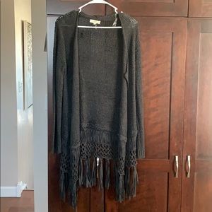 Grey open weave cardigan